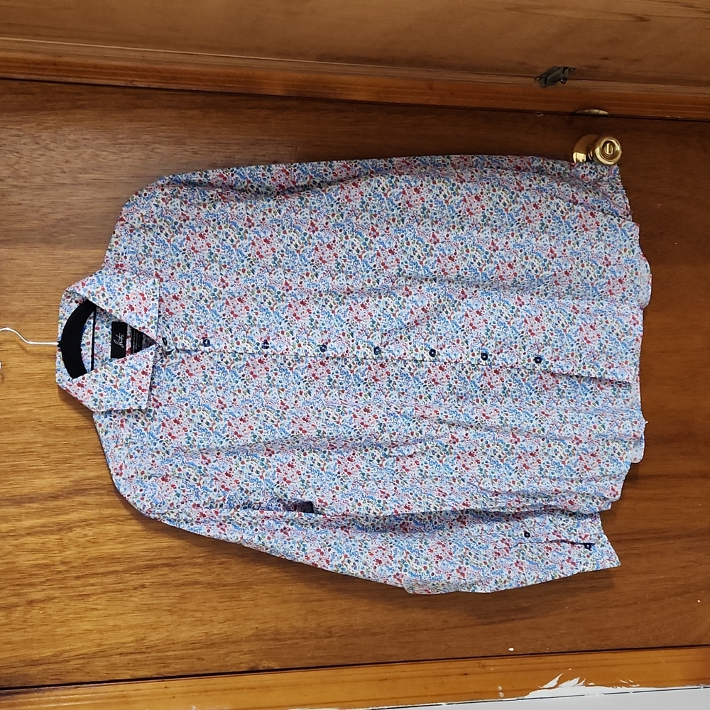 Men's Floral Dress Shirt 17 Neck 34 sleeve